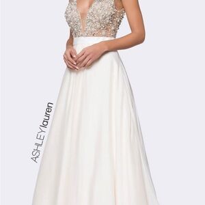 White and Cream Evening Gown